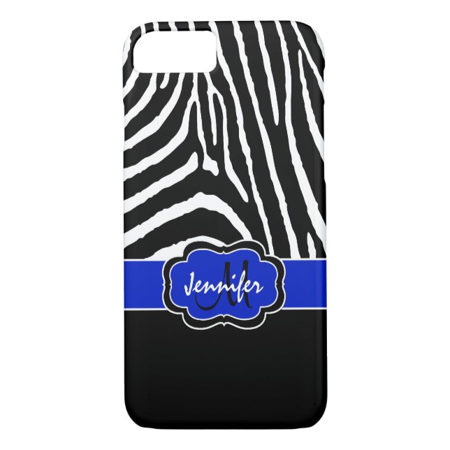 Coque iPhone 7 | Zebra Stripes | Royal Blue (Dos)