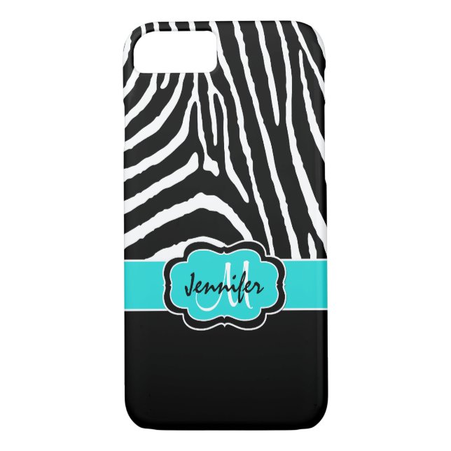 Coque iPhone 7 | Zebra Stripes | Turquoise (Dos)