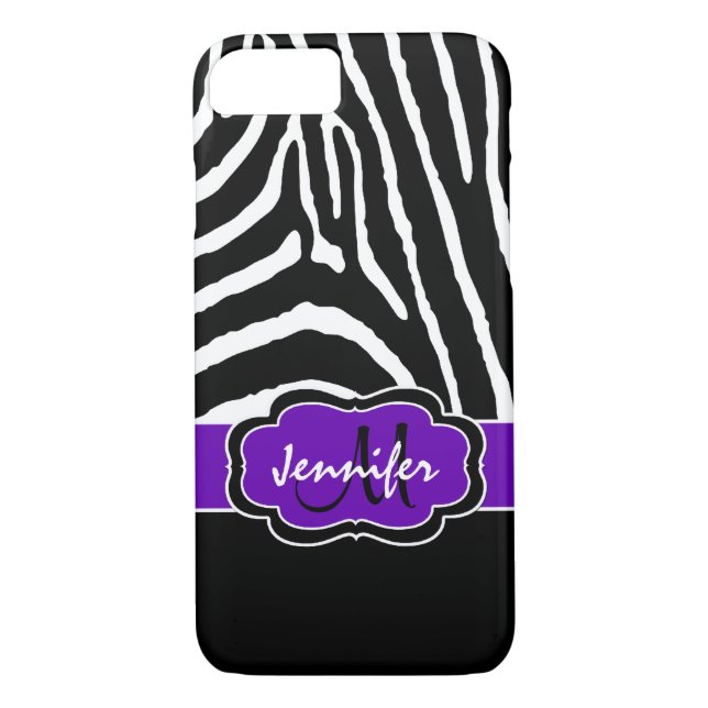 Coque iPhone 7 | Zebra Stripes | Violet (Dos)
