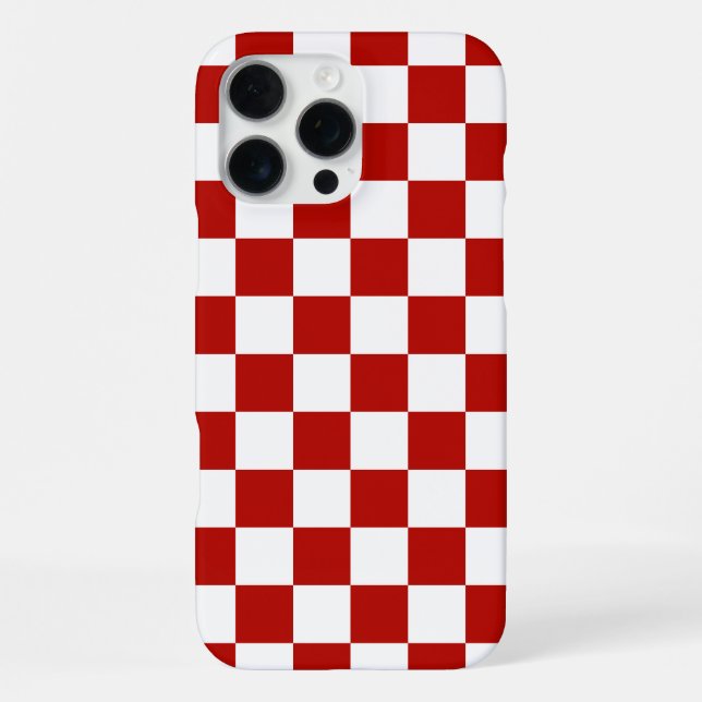 Coque iPhone à damiers carré rouge blanc rétro (Verso)