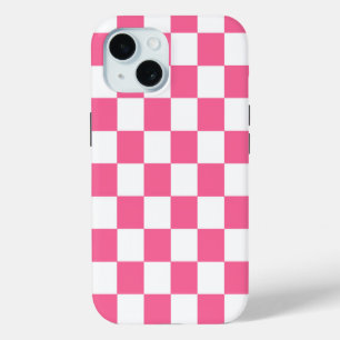 Coque iphone À damiers chèque rose blanc