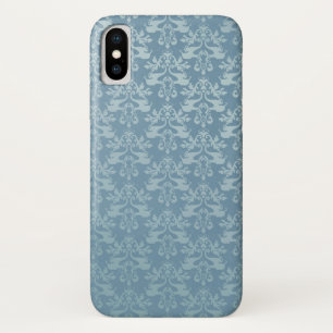 Coque iphone à motif bleu damassé éléphant