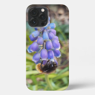 Etui iPhone 13 Pro Max Abeille sur Muscari Armeniacum, Grape Hyacinth