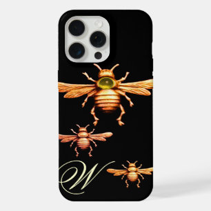 Abeilles à miel dorées monogramme noir