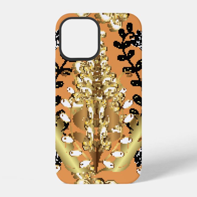 Coque iPhone abstract pattern on orange yellow background with  (Verso)