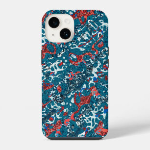 Coque Pour iPhone 14 Abstraction Graphique Rouge Turquoise Noir Blanc T