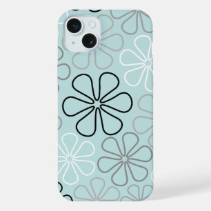 Abstrait Big Flower Outlines BWG+Duck Egg Blue