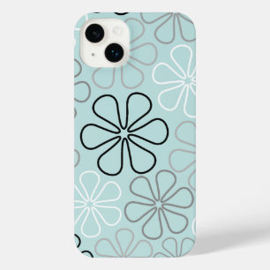 Abstrait Big Flower Outlines BWG+Duck Egg Blue