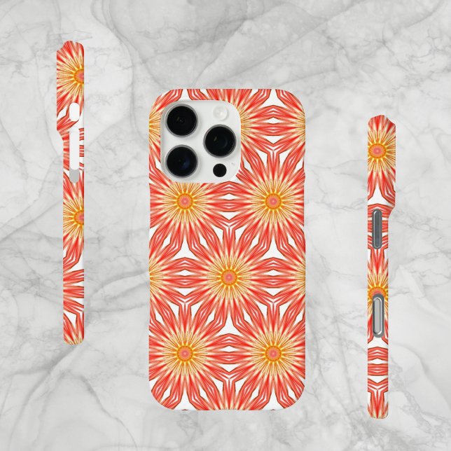 Coque iPhone Abstrait, Fleur moderne, Coque-Mate (Abstract Orange and Yellow Flower Pattern, Case-Mate iPhone Case.)