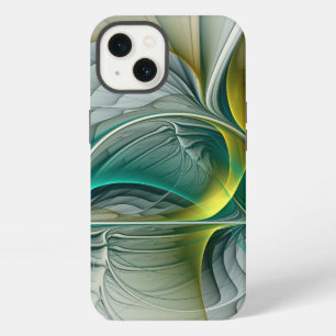 Etui iPhone 13 Abstrait Hypnotique Doré Turquoise Sarcelle Fracta