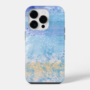 Coque Pour iPhone 14 Plus Abstrait multimédia bleu turquoise jaune