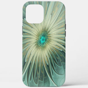 Coque iPhone 12 Pro Max Abstrait Sage Green Imaginaire Fleur Fractal Art