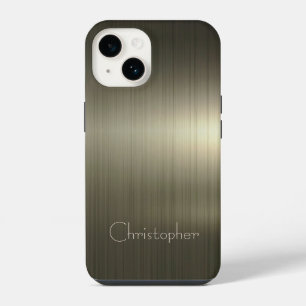 Coque Pour iPhone 14 Acier inoxydable platine or