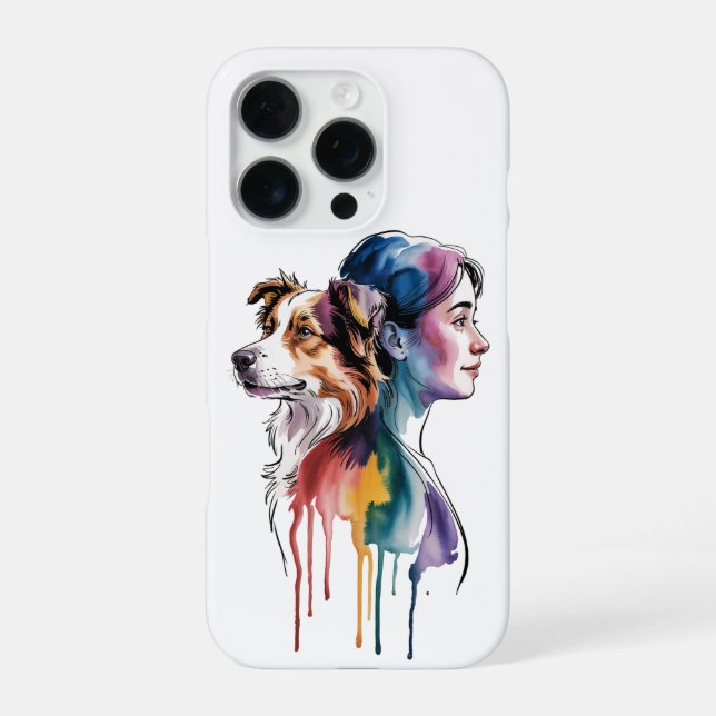 Coque iPhone Acuarela Canina Border Collie - Femenina (Verso)