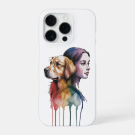 Coque iPhone 16 Pro Acuarela Canina Golden Retriever - Femenina