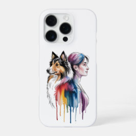 Coque iPhone 16 Pro Acuarela Canina Sheltie - Femenina