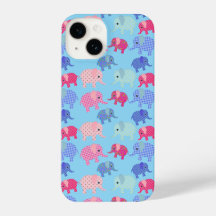 Adorable Colorful Elephants iPhone Case – Blue