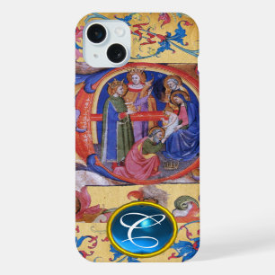 ADORATION DES MAGI PARCHEMIN DE NOËL MONOGRAMME