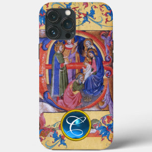 ETUI iPhone 13 PRO MAX ADORATION DES MAGI PARCHEMIN DE NOËL MONOGRAMME