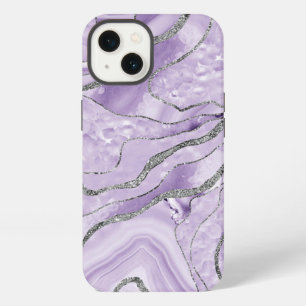 Etui iPhone 13 Agate Lavande Paillettes Argentées Glam #1