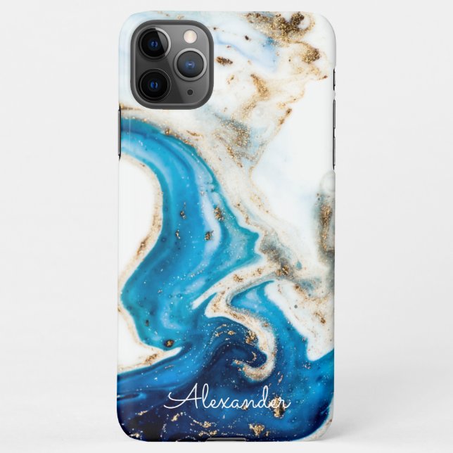 Coque iPhone Agate personnalisé Nom manuscrit tendance moderne (Dos)