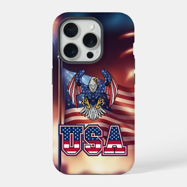 Coque iPhone Aigle patriotique américaine (Verso)