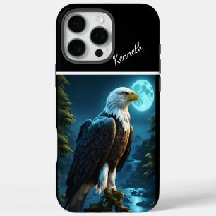 Coque iPhone 16 Pro Max Aigle perché sur la branche Bleue Lune nuit