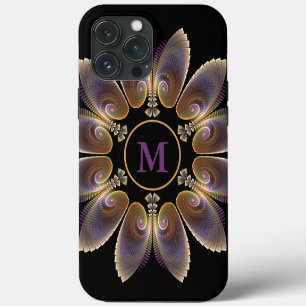 Etui iPhone 13 Pro Max Ailes d'ange abstraites Mandala Fractale Monogramm