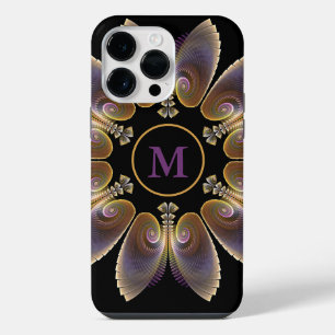 Coque Pour Pour iPhone 14 Pro Max Ailes d'ange abstraites Mandala Fractale Monogramm