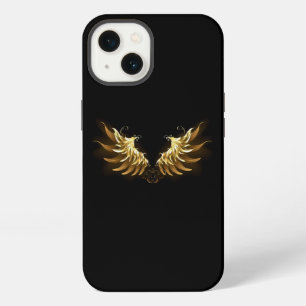 Etui iPhone 13 Ailes d'ange dorées sur fond noir