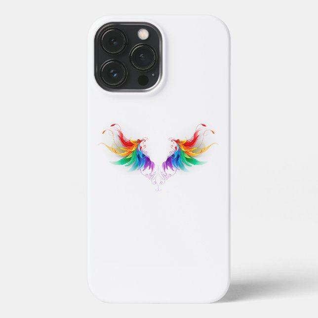 Coque iPhone Ailes fluffy arc-en-ciel (Verso)