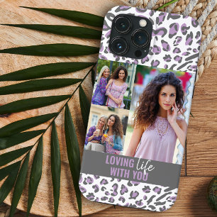 Etui iPhone 13 Pro Max Aimer la vie avec vous Imprimé léopard 3 Photo Lil