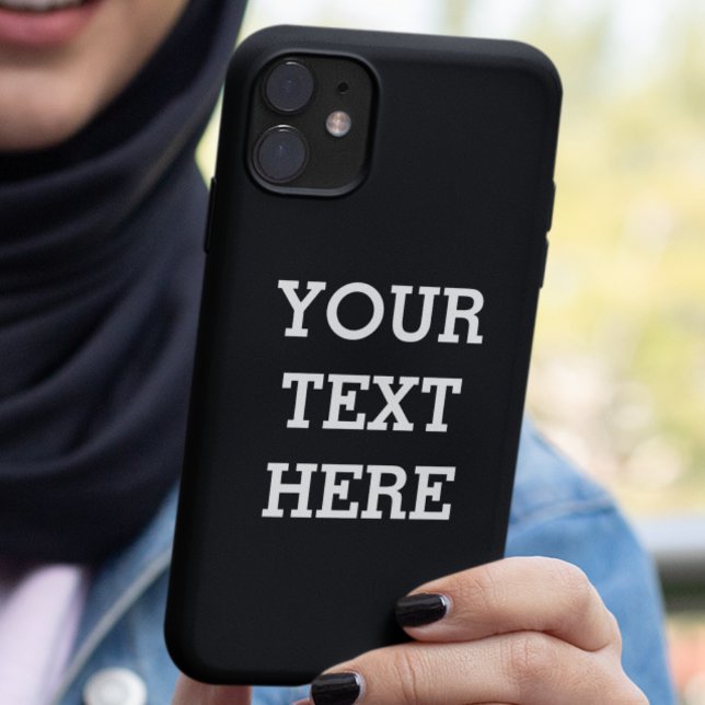 Coque iPhone Ajouter votre propre texte personnalisé ici noir e (Créateur téléchargé)