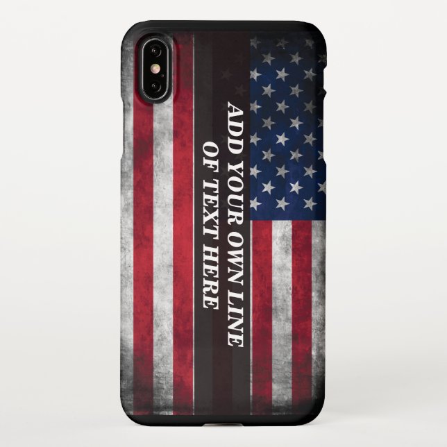 Coque iPhone Ajouter votre texte sur le drapeau américain (Dos)