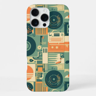 Coque iPhone 16 Pro Max Amateur de musique rétro Vinyles Bandes abstraites