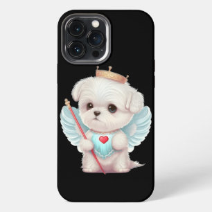 Etui iPhone 13 Pro Max Amour céleste : adorable chiot angélique maltais