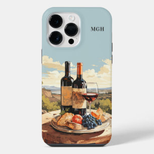 Coque Pour Pour iPhone 14 Pro Max Amoureux du vin à monogramme personnalisé
