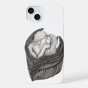 Anges qui s'embrassent, design noir et blanc
