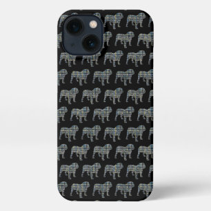Etui iPhone 13 Anglais Bulldog mignon Chien Grille Silhouette Noi