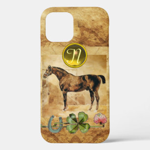 COQUE iPhone 12 ANGLAIS HORSE, HORSESHOE ET MONOGRAMME SHAMROCK