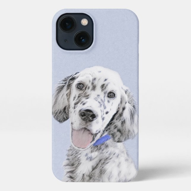 Coque iPhone Anglais Setter Blue Belton Peinture Chien Art (Verso)