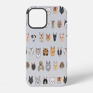 Coque iPhone 12 Animal Fun : Mélange de chats et chiens gribouillé