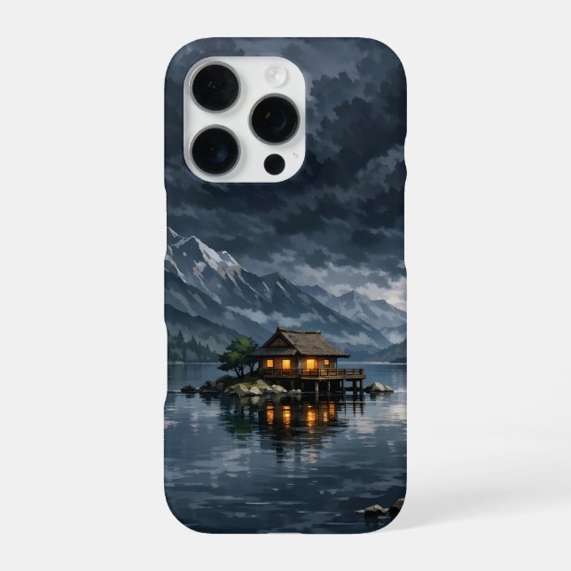 Coque iPhone anime style lake with mountains (Verso)