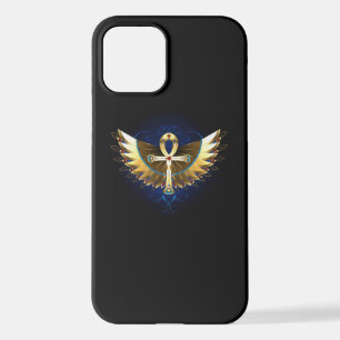 Coque iPhone 12 Ankh or avec ailes