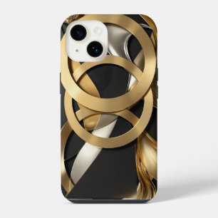 Coque Pour iPhone 14 Anneaux dorés - Art abstrait – Design de luxe mode