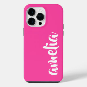 Coque Pour Pour iPhone 14 Pro Max Aqua bleu nom personnalisé écriture gras rose chau