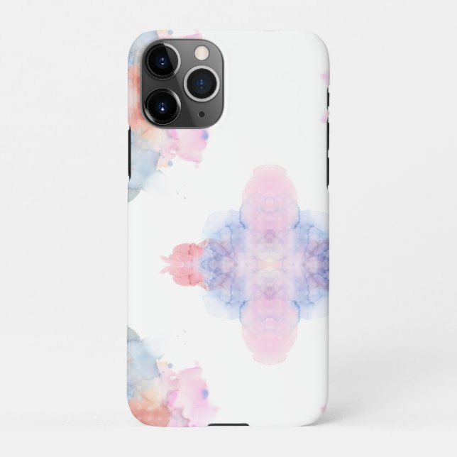 Coque iPhone Aquarelle bleu et rose de l'artiste (Dos)