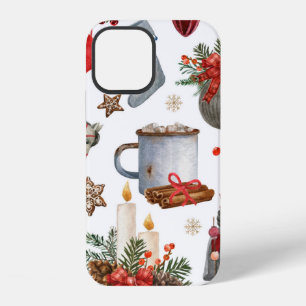 Coque iPhone 12 Aquarelle décoration de noël motif