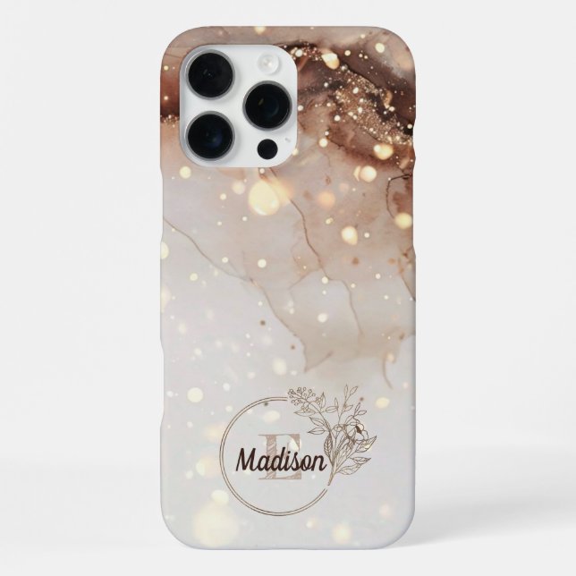 Coque iPhone Aquarelle en marbre avec accents de Parties scinti (Verso)