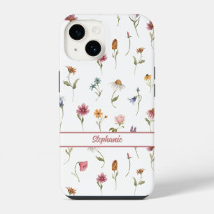 Coque Pour iPhone 14 Aquarelle Fleur sauvage Fille Fille Nom floral